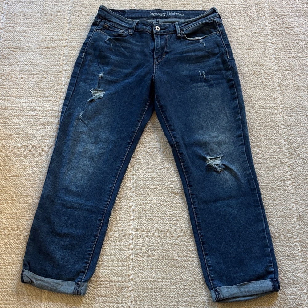 Signature by Levi Strauss Dark Blue Boyfriend Jeans